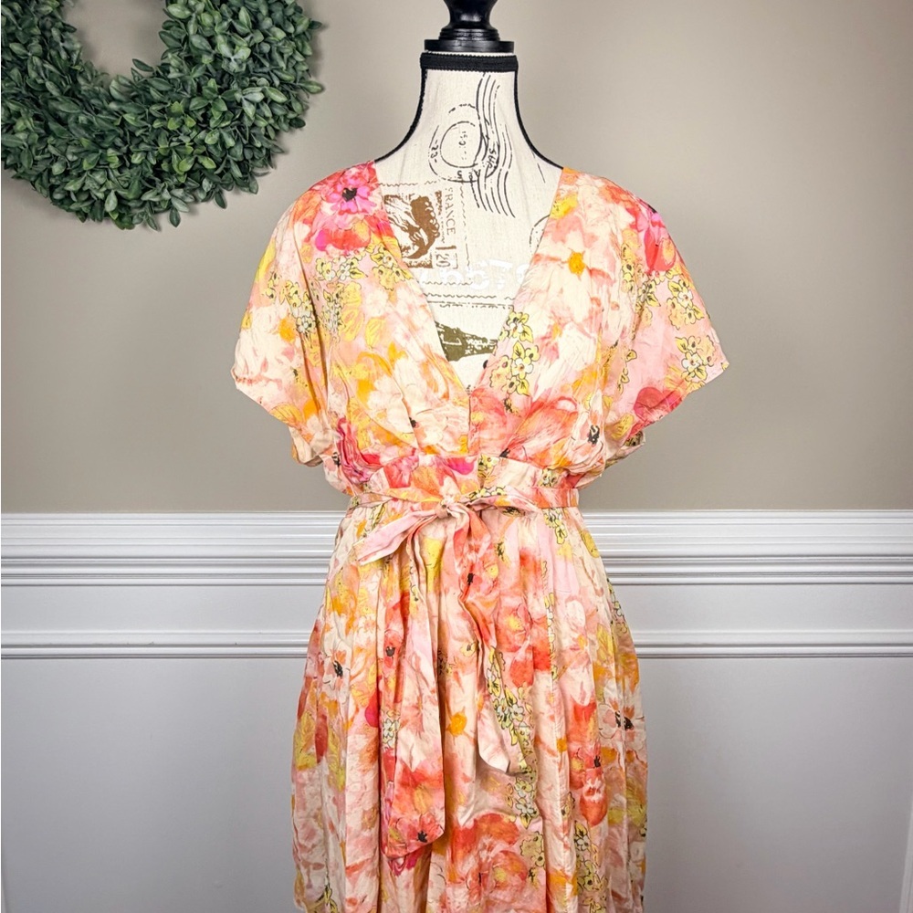 Free People Freddy Tie Mini Dress in Fruit Punch Floral Size Medium - Picture 2 of 12